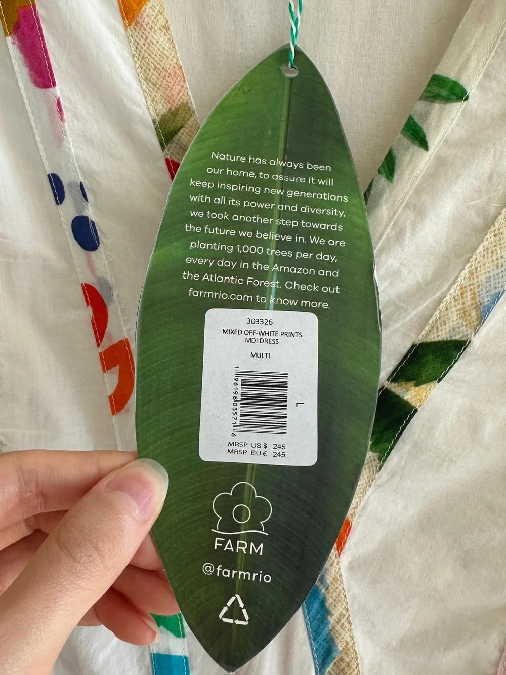 Farm Rio Mixed Off-White Prints Midi Dress, Size Large, NWT - Picture 10 of 16